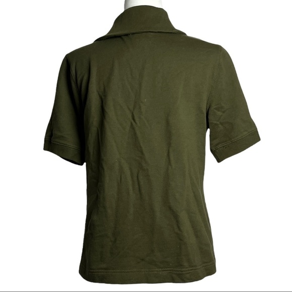 CHAPS Button Down Short Sleeve Sweater Olive Size L - Picture 2 of 3
